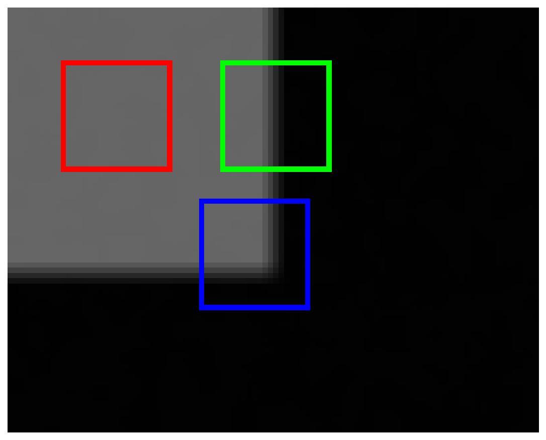 an image with intensity variation and three rectangles 