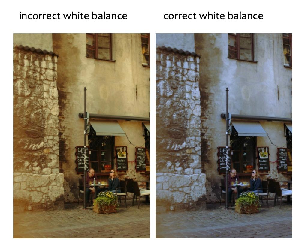 original image and white balanced image